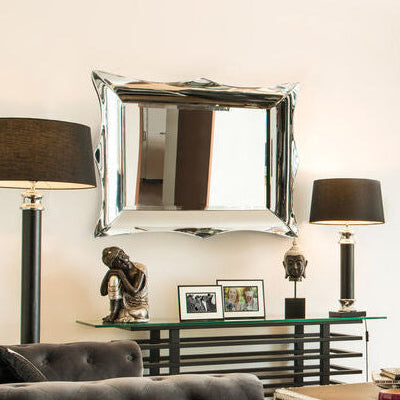 Reflective Frame Wall Mirror with Sculptural Bevelled Design