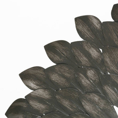 Grey Wall Mirror with Layered Iron Leaves