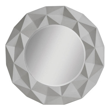Round Grey High Gloss Wall Mirror with 3D Effect