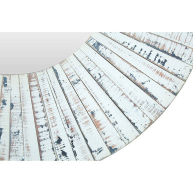 Round White Wash Driftwood Wall Mirror