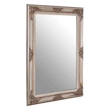 Rectangular Grey Wall Mirror with Baroque Frame
