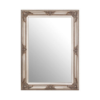 Rectangular Grey Wall Mirror with Baroque Frame