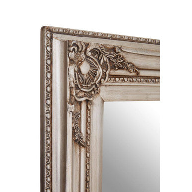 Rectangular Grey Wall Mirror with Baroque Frame