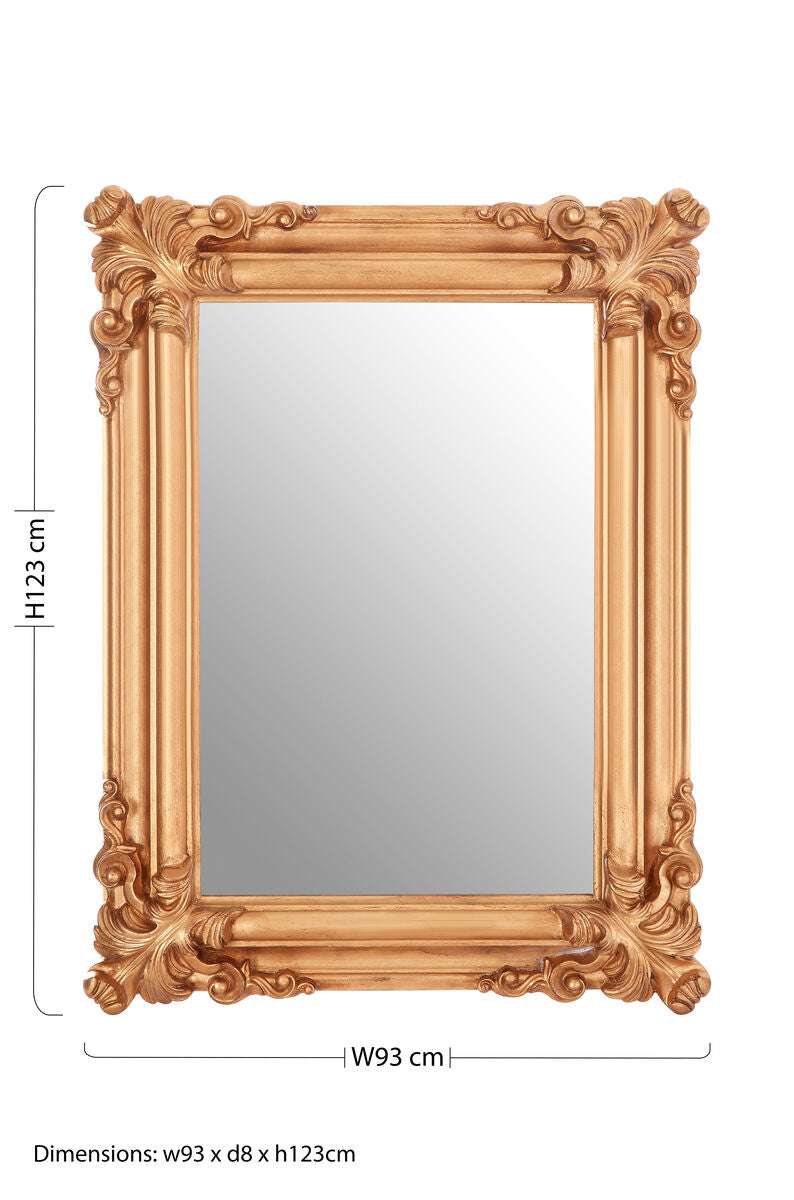 Gold Frame Wall Mirror with Sculptural Detail