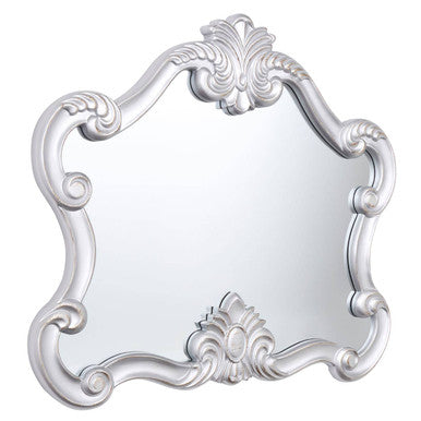 Silver Wall Mirror with Scrolled Frame