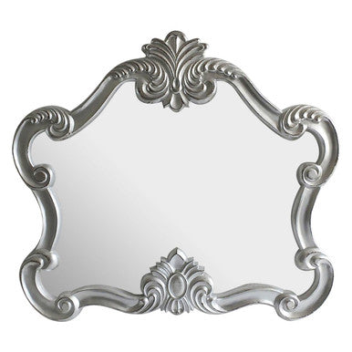 Silver Wall Mirror with Scrolled Frame