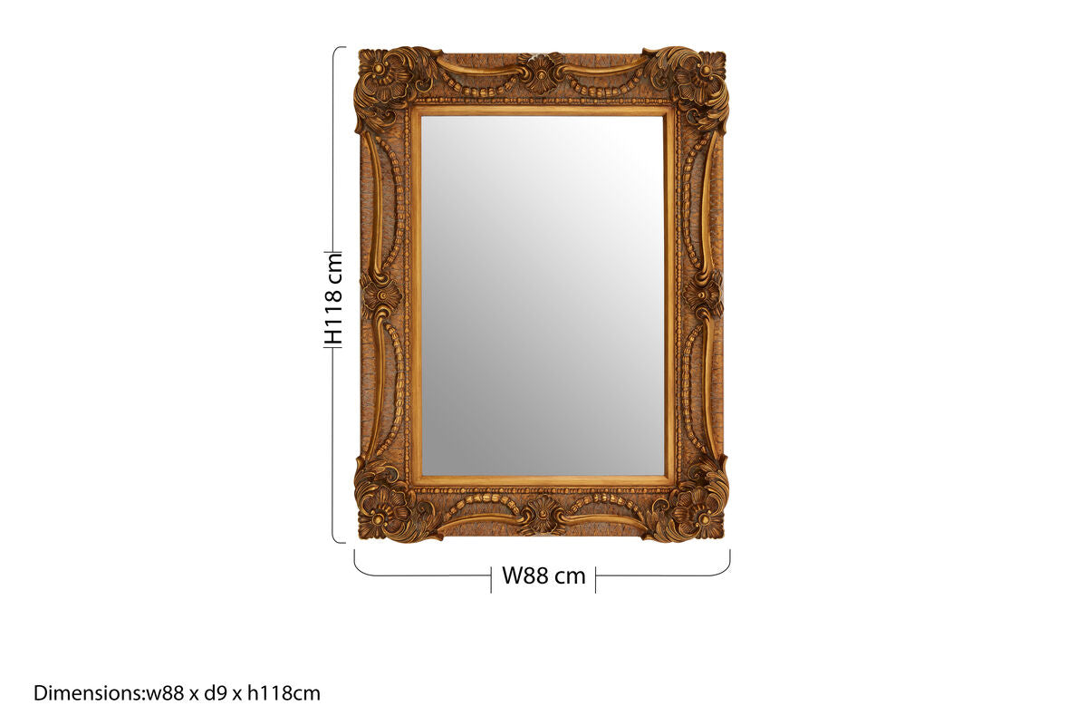 Sonnet Wall Mirror with Ornate Pewter Frame