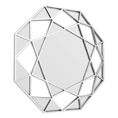 Silver Octagonal Wall Mirror with Lattice Frame
