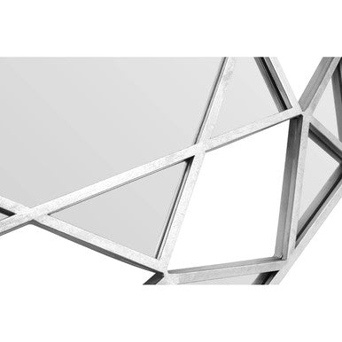 Silver Octagonal Wall Mirror with Lattice Frame