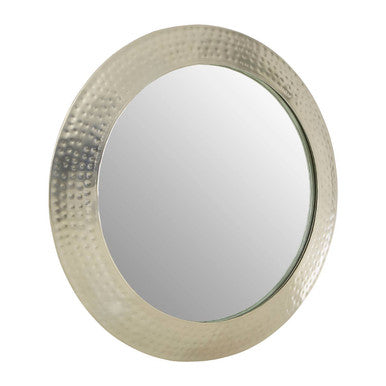 Round Pewter Wall Mirror with Textured Frame
