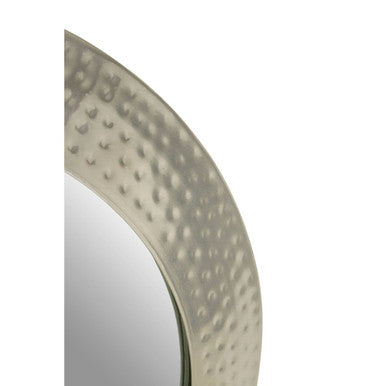 Round Pewter Wall Mirror with Textured Frame