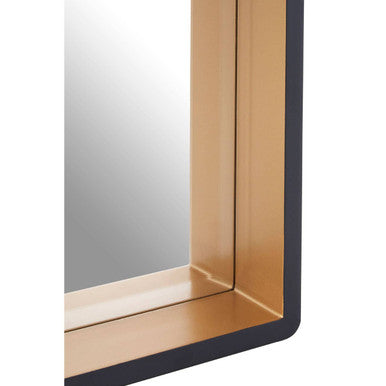Large Black Wall Mirror with Gold Edge