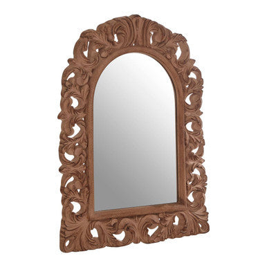Antique Brown Arc Leaf Wall Mirror