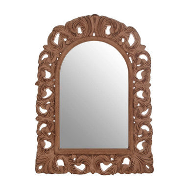 Antique Brown Arc Leaf Wall Mirror