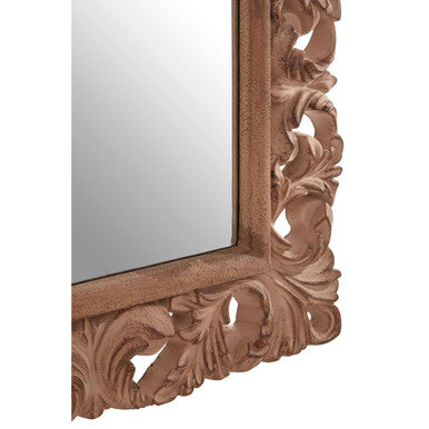 Antique Brown Arc Leaf Wall Mirror
