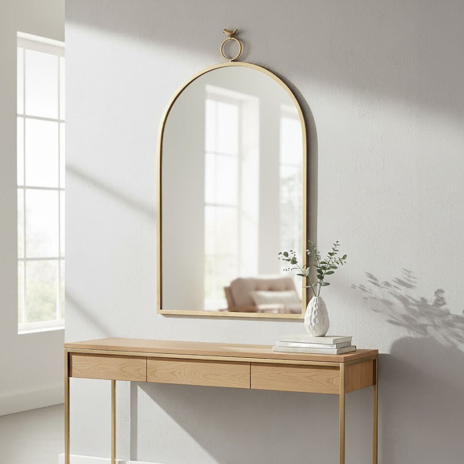 Bird Top Wall Mirror in Gold