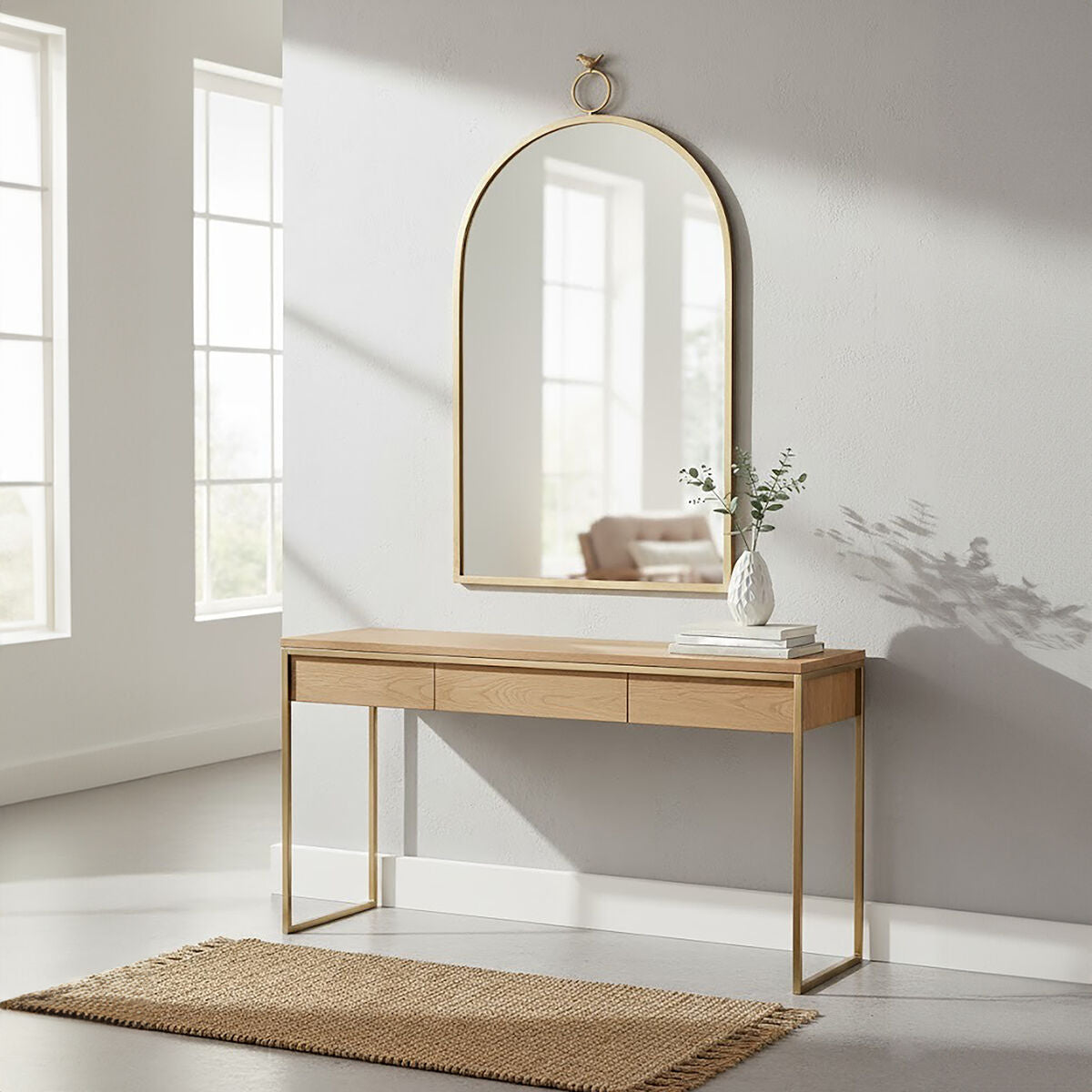 Bird Top Wall Mirror in Gold