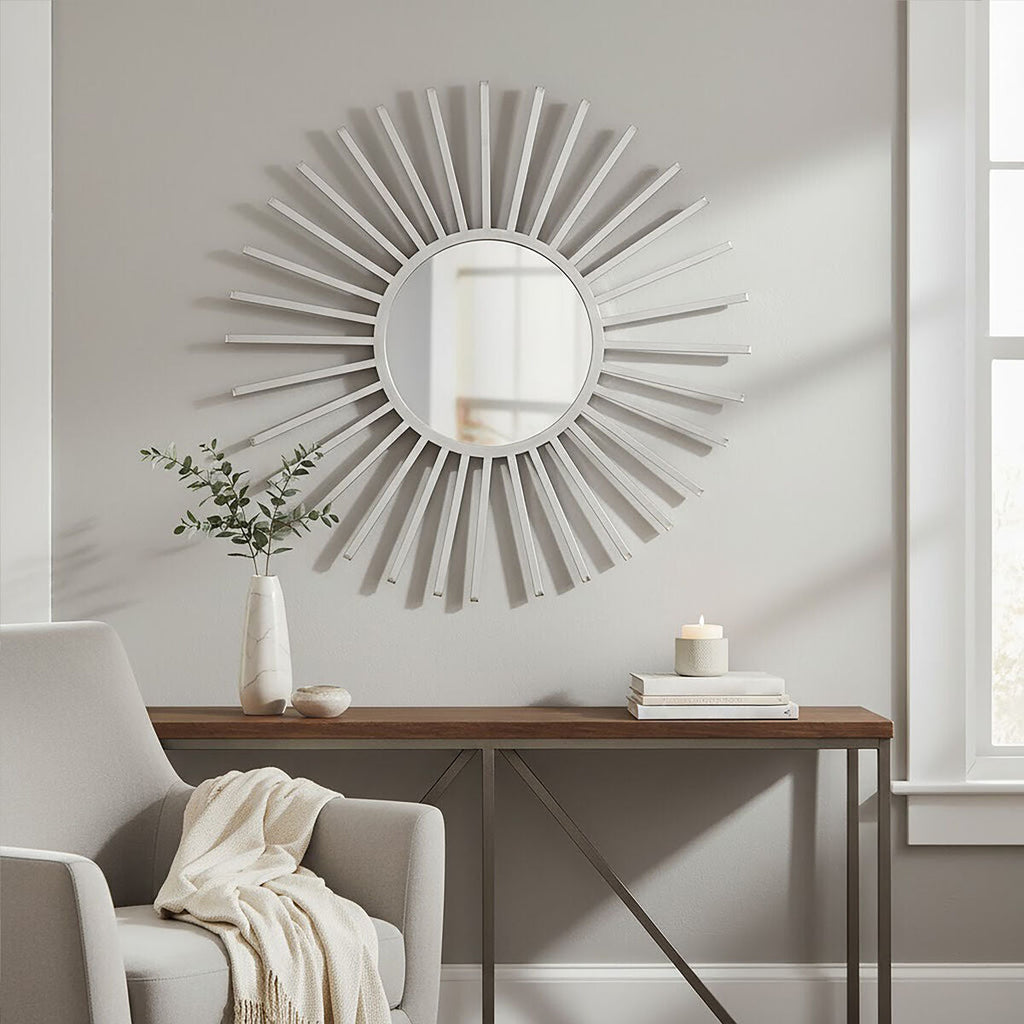 Silver Finish Sun Wall Mirror