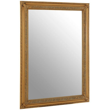 Gold Finish Wall Mirror with Carved Frame