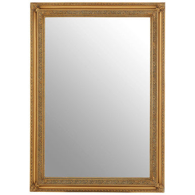 Gold Finish Wall Mirror with Carved Frame