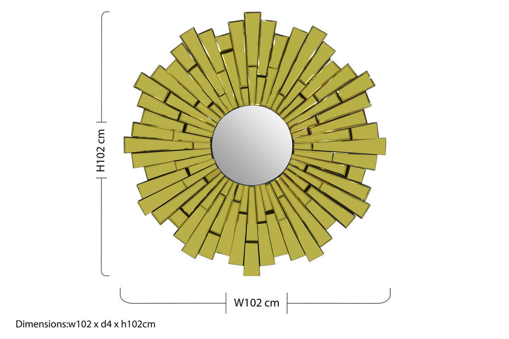 Large Circular Wall Mirror with Sunburst Frame