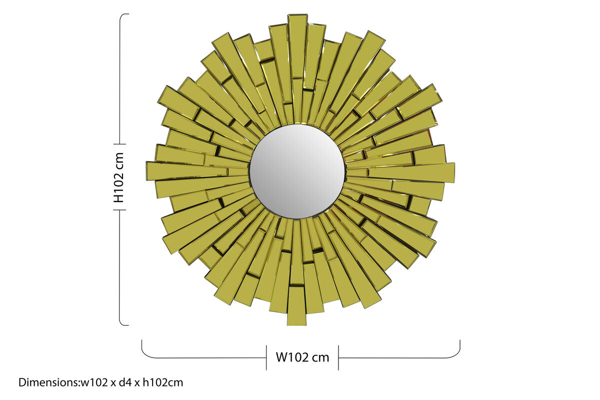 Large Circular Wall Mirror with Sunburst Frame