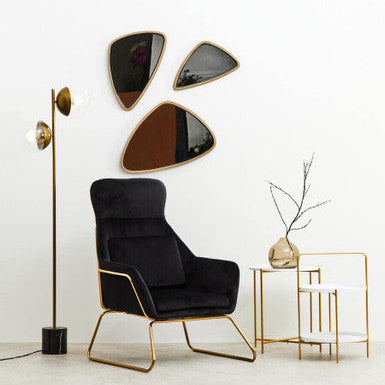 Medium Triangular Wall Mirror with Gold Frame