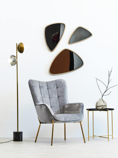 Medium Triangular Wall Mirror with Gold Frame