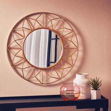 3D Round Gold Wall Mirror