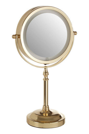 Gold Finish LED Large Table Mirror