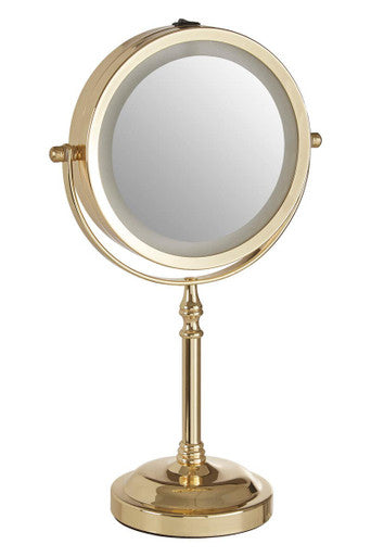 Gold Finish LED Large Table Mirror