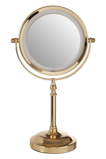 Gold Finish LED Large Table Mirror