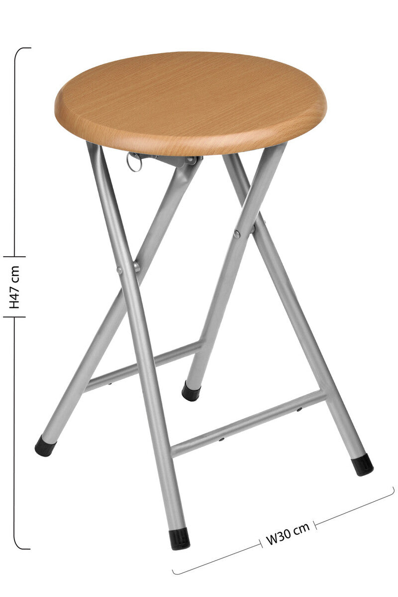 Folding Stool with Wood Veneer Seat
