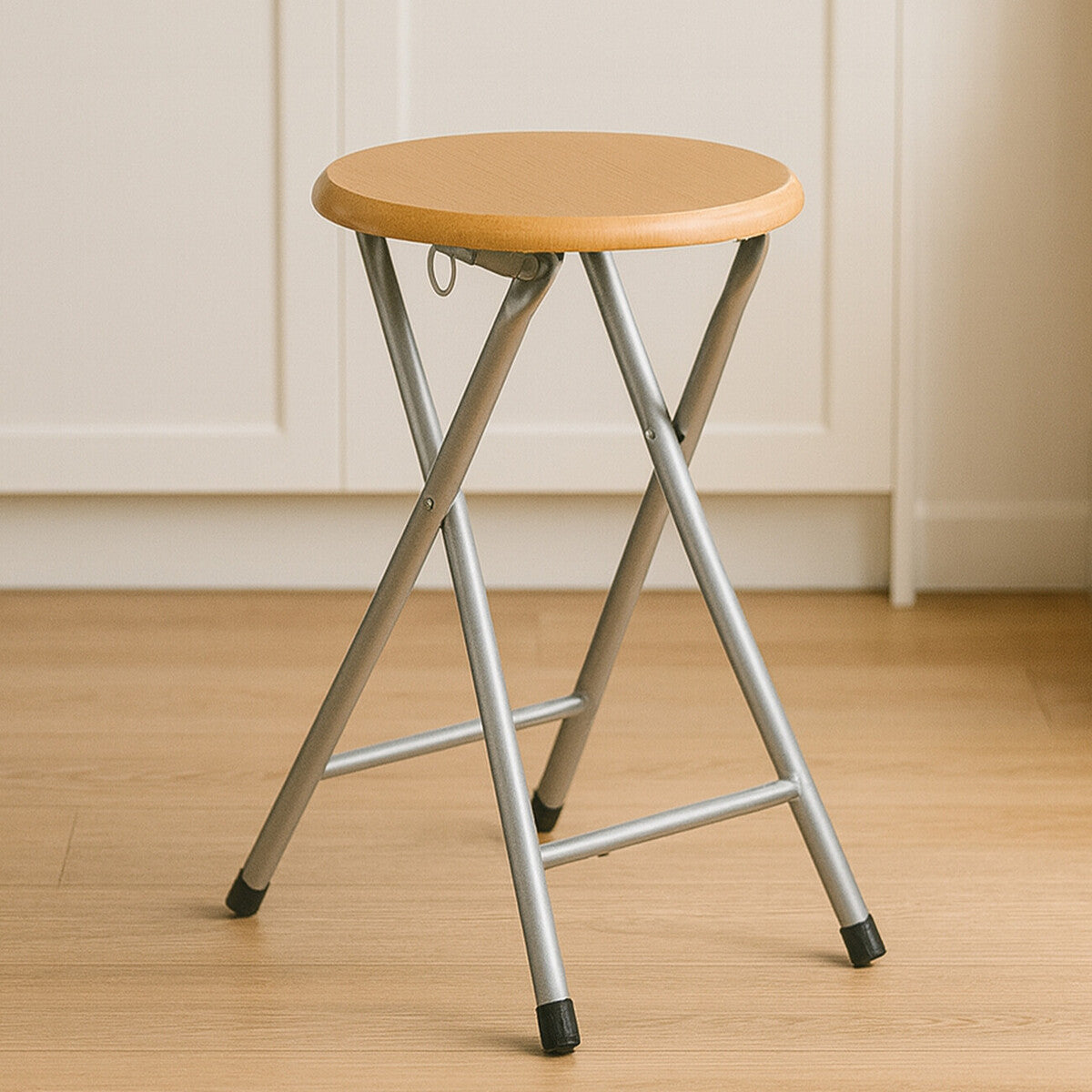 Folding Stool with Wood Veneer Seat