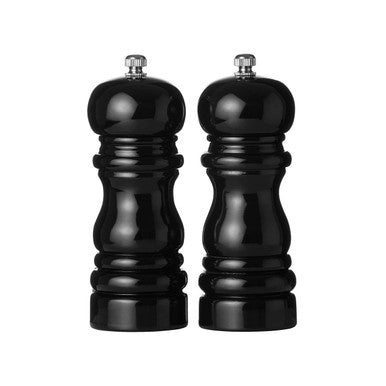 Black High Gloss Salt and Pepper Set 14cm