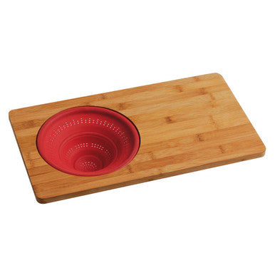 Bamboo Chopping Board With Silicone Colander