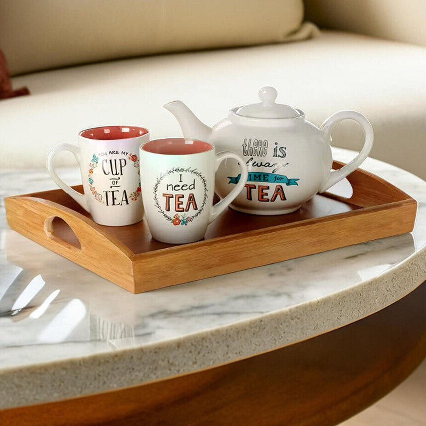 Bamboo Serving Tray With Handles