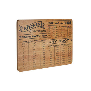 Rubber Wood Conversion Chopping Board with Kitchen Reference Guide