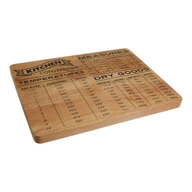 Rubber Wood Conversion Chopping Board with Kitchen Reference Guide