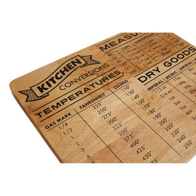 Rubber Wood Conversion Chopping Board with Kitchen Reference Guide