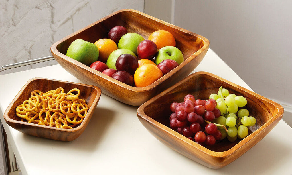 Large Square Acacia Serving Bowl