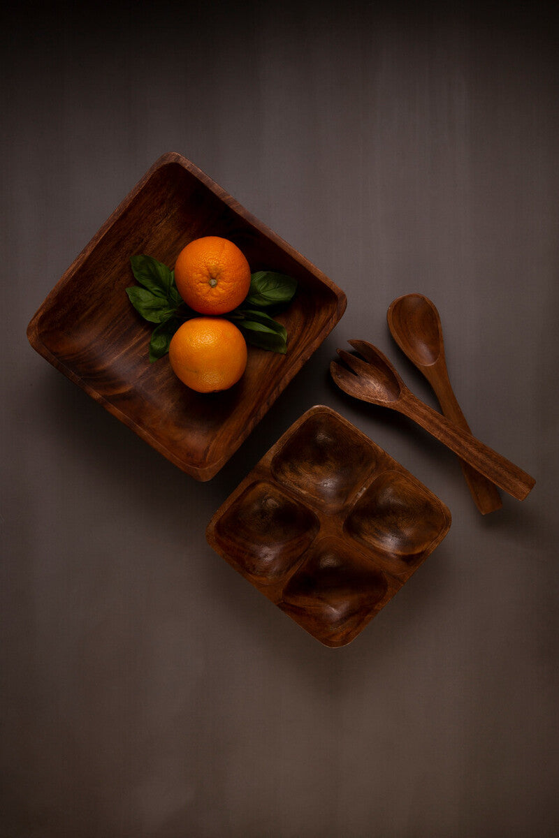 Large Square Acacia Serving Bowl