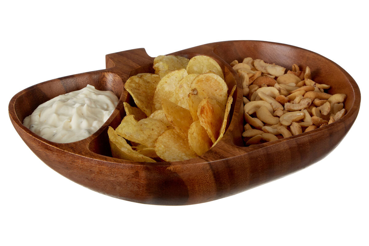 Apple Shaped Acacia Wood 3 Section Serving Dish