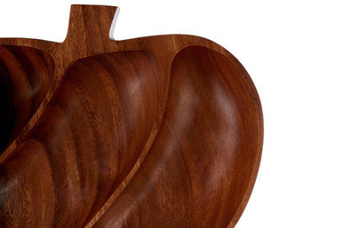 Apple Shaped Acacia Wood 3 Section Serving Dish