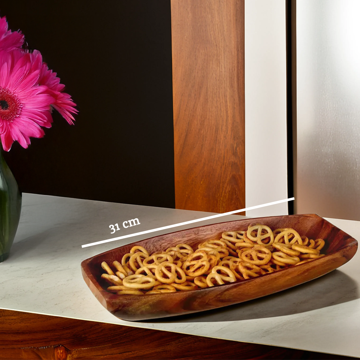 Small Oblong Acacia Wood Platter Dish