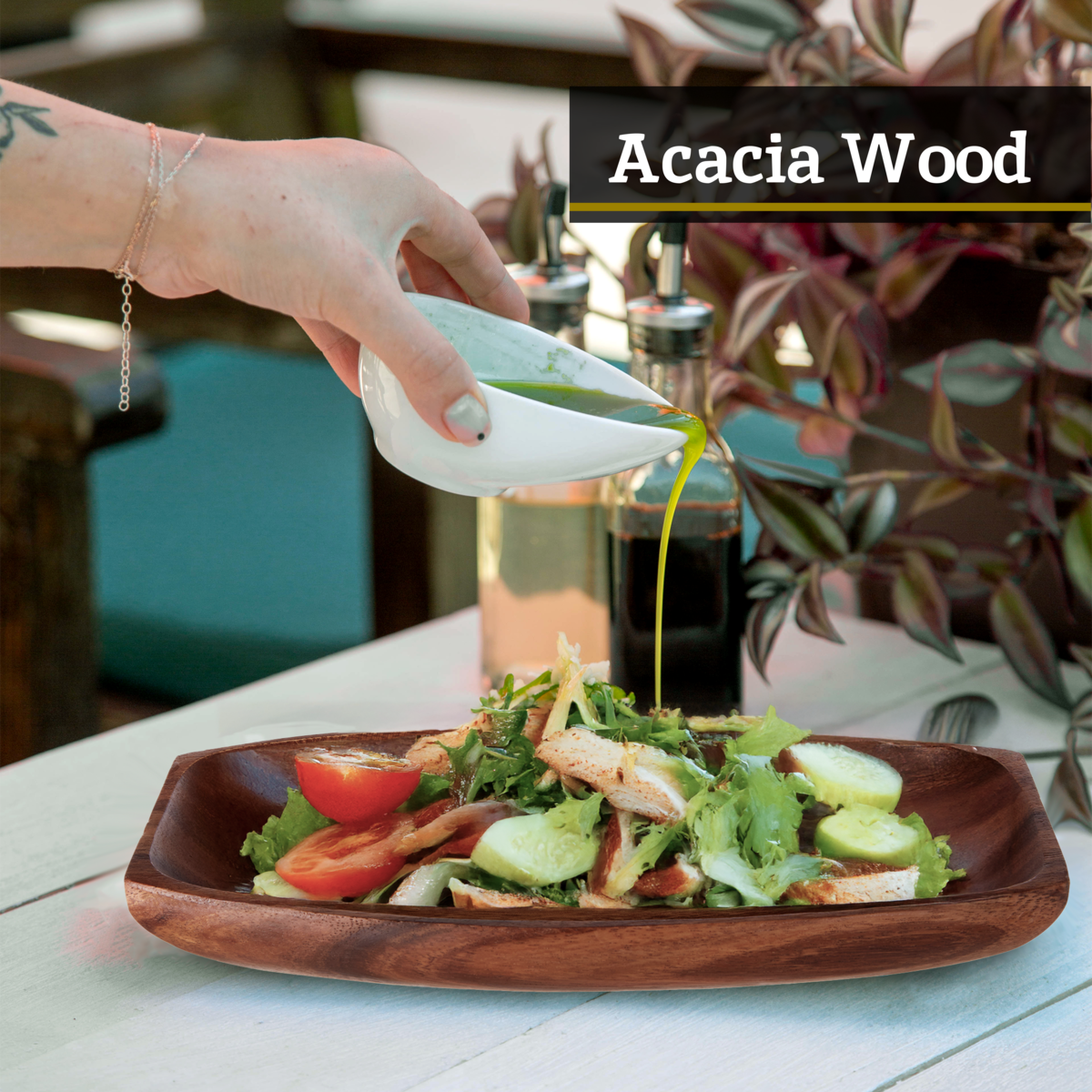 Small Oblong Acacia Wood Platter Dish