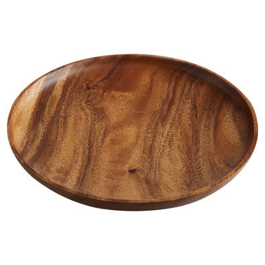 Large Round Acacia Serving Plate with Raised Sides