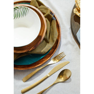 Large Round Acacia Serving Plate with Raised Sides