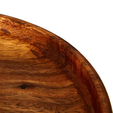 Large Round Acacia Serving Plate with Raised Sides