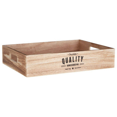 Natural Wood Storage Crate with Handles